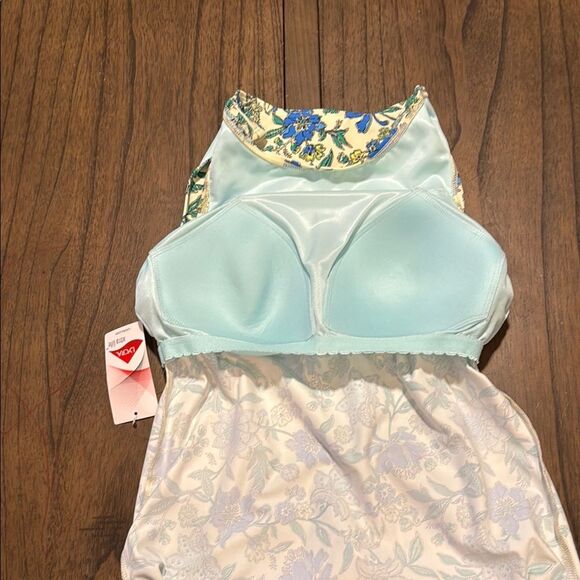 Lands' End Floral Blue Cream Swim Tank Top size 8 - Picture 7 of 7